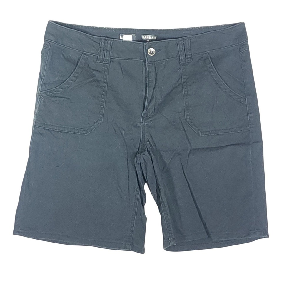 HANNAH Bermuda Shorts‎ Womens 12 Black Twill Stretch Cotton Spandex